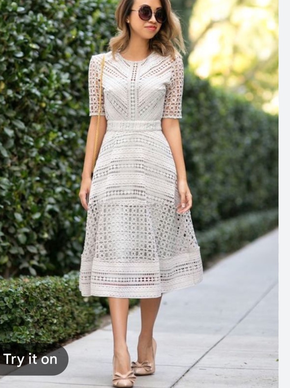 ASOS Off White Crochet Eyelet Midi Dress Sz 0